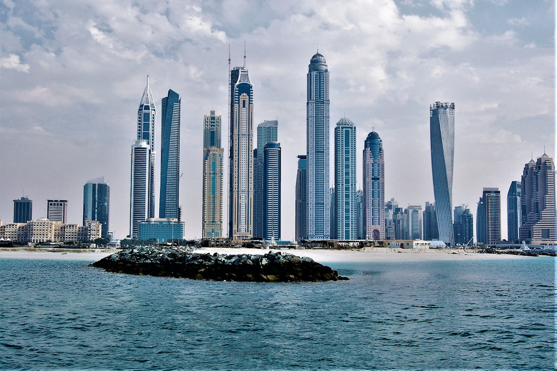 a city skyline across the water