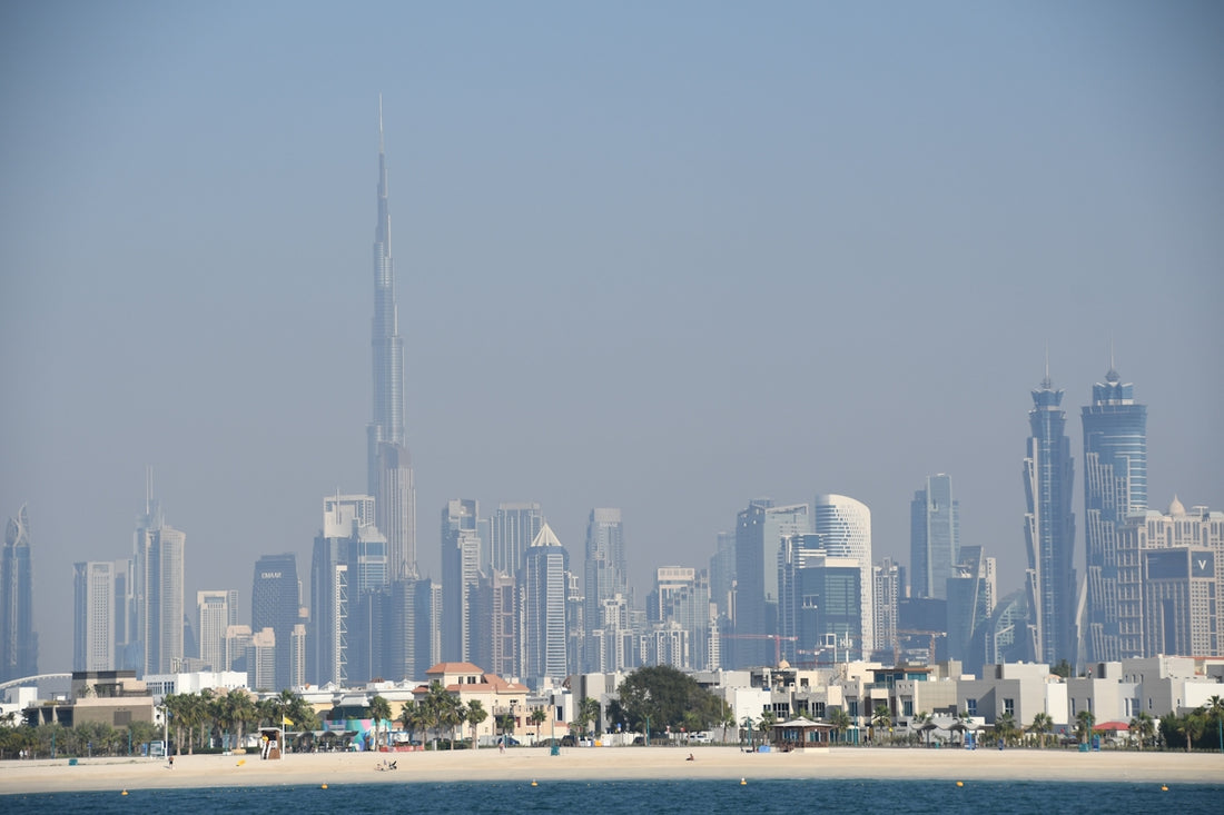 a view of a city skyline from the ocean