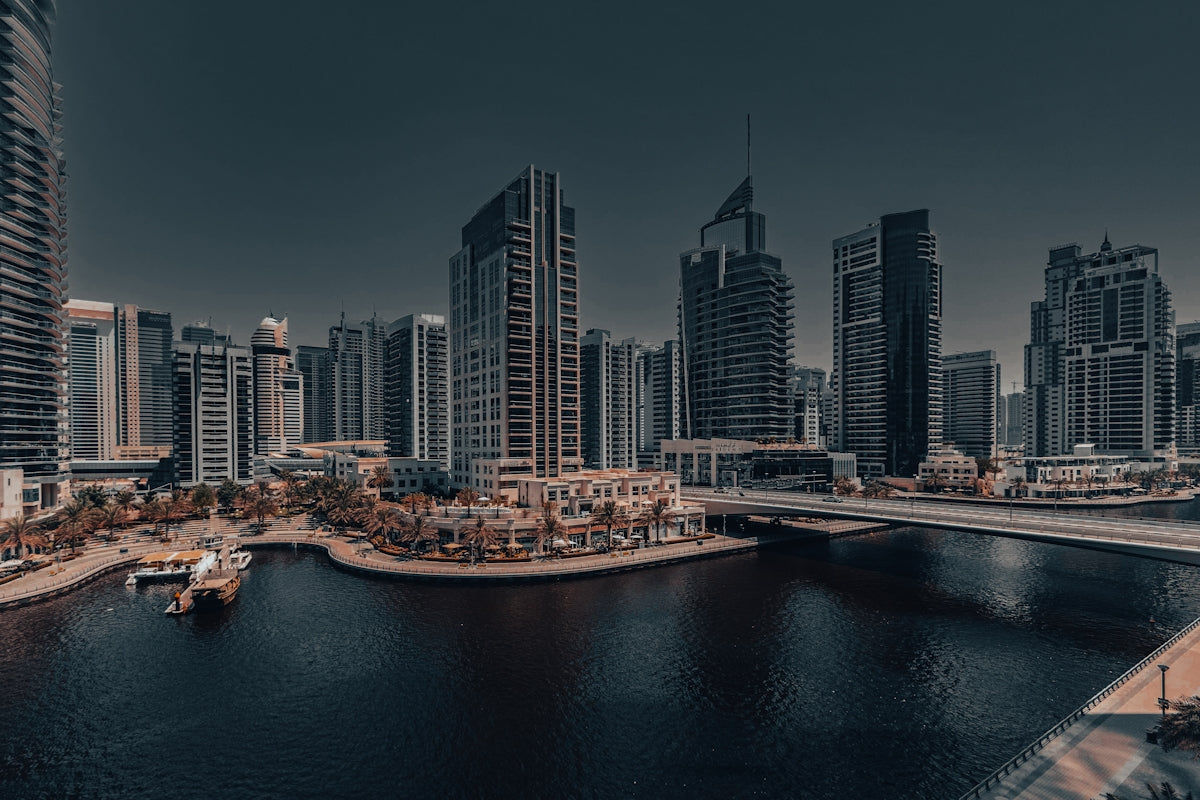 A view of a city from a bridge