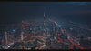 Aerial video of Burj Khalifa in Dubai with other properties city skyline night view